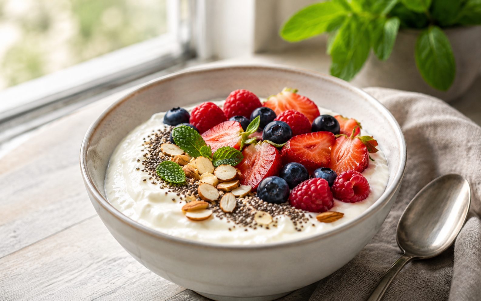 Griechischer Joghurt mit Kollagen und frischen Früchten